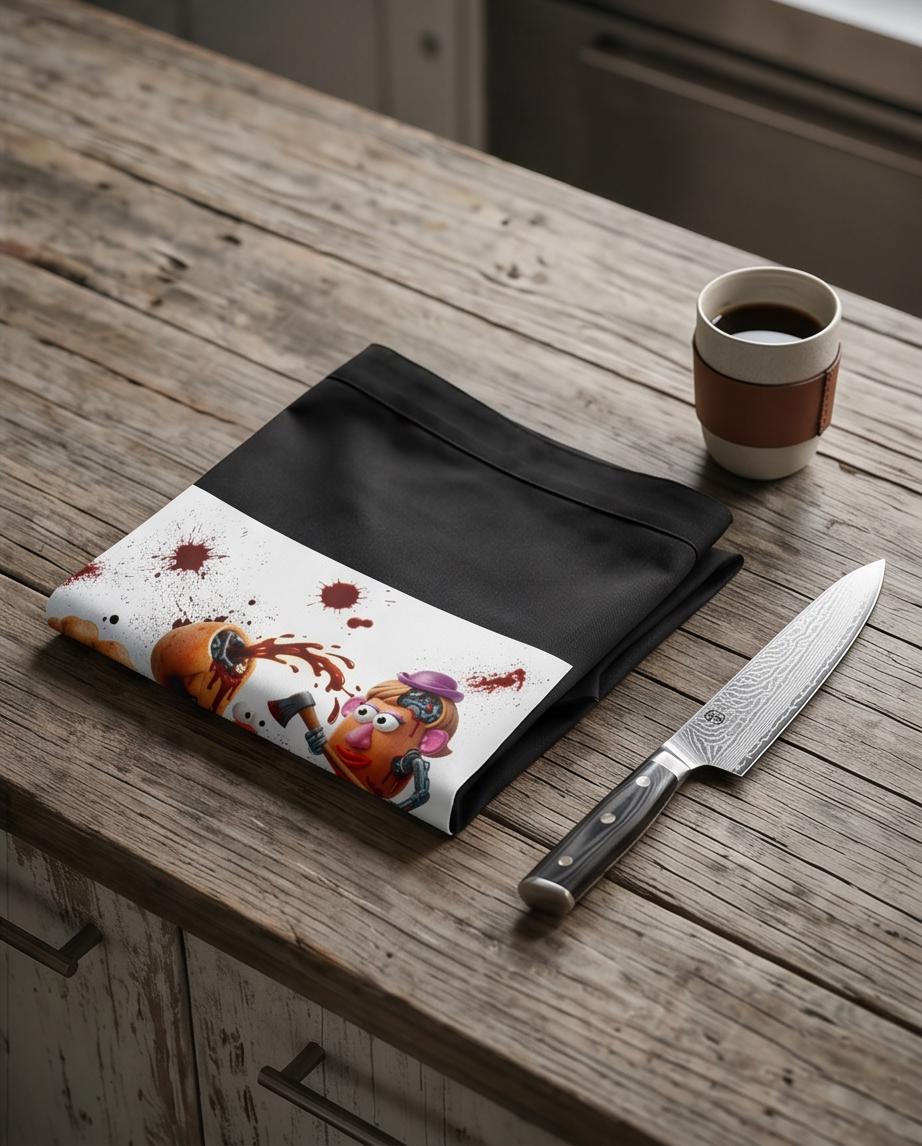 Dark Humor Waist Aprons & Spooky Cafe Wear Barista, Chef Apparel
