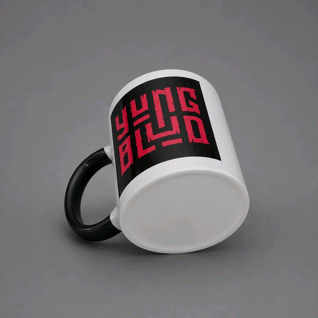 YUNGBLUD Ceramic Coffee Mug Black Handle & Accent with Gift Box Packaging Punk Pop Music Merch