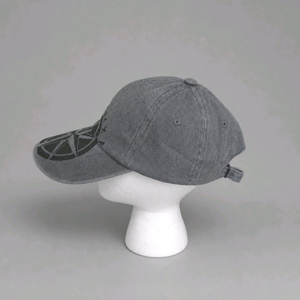 Hand Painted Viking Vegvisir Cap, Washed Cotton Runic Compass Dad Hat