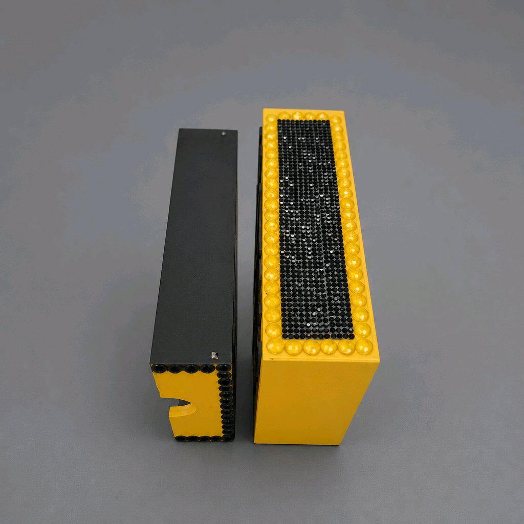 Handmade Wooden Matchbox Holder – Yellow & Black Bumblebee Rhinestone Decorative Sleeve Cover