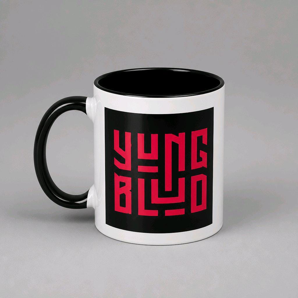 YUNGBLUD Ceramic Coffee Mug Black Handle & Accent with Gift Box Packaging Punk Pop Music Merch