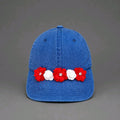 Blue/Red/White Floral Denim Washed Out Baseball Cap