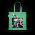 Suicide Squad Themed Green Washed Canvas Tote Bag 100% Cotton + Harley Quinn Key Charm