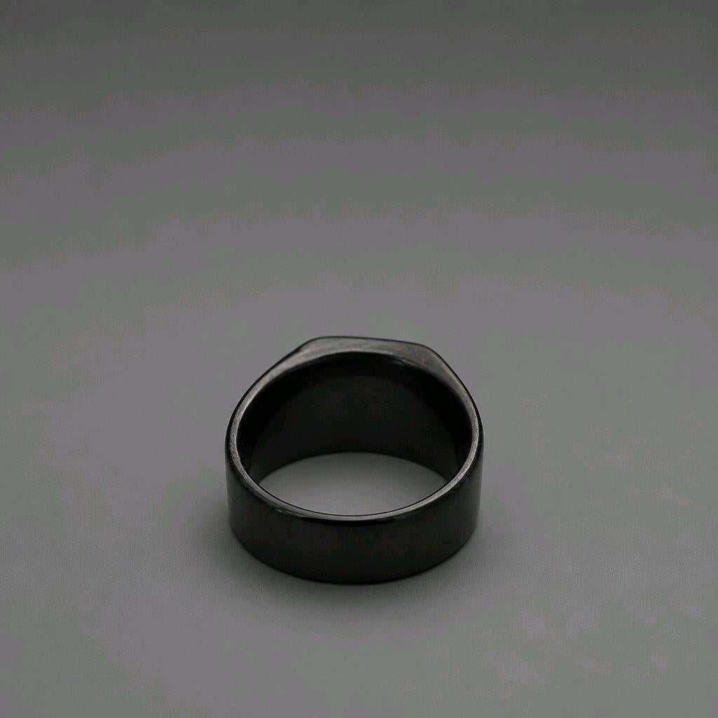Black Stainless Steel Signet Ring Engraved "Born To Be Wild" | UK Size U | Chunky Gothic Biker Statement Jewelry