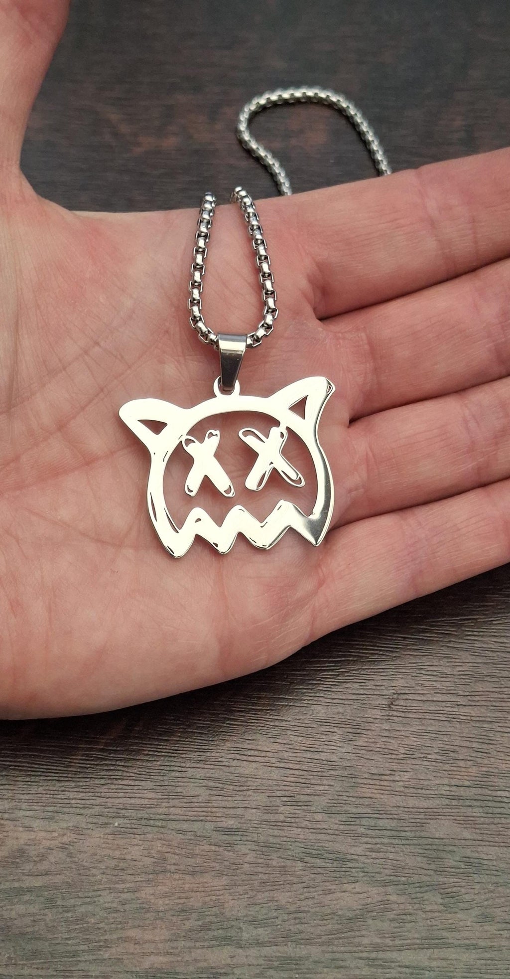 Sick Boi Inspired, Stainless Steel Ghost Pendant, Grunge Jewelry, Edgy Emo Goth Necklaces