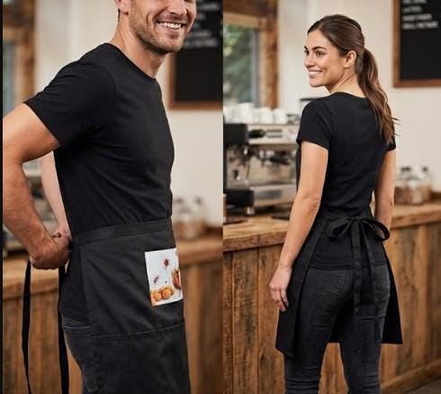 Dark Humor Waist Aprons & Spooky Cafe Wear Barista, Chef Apparel