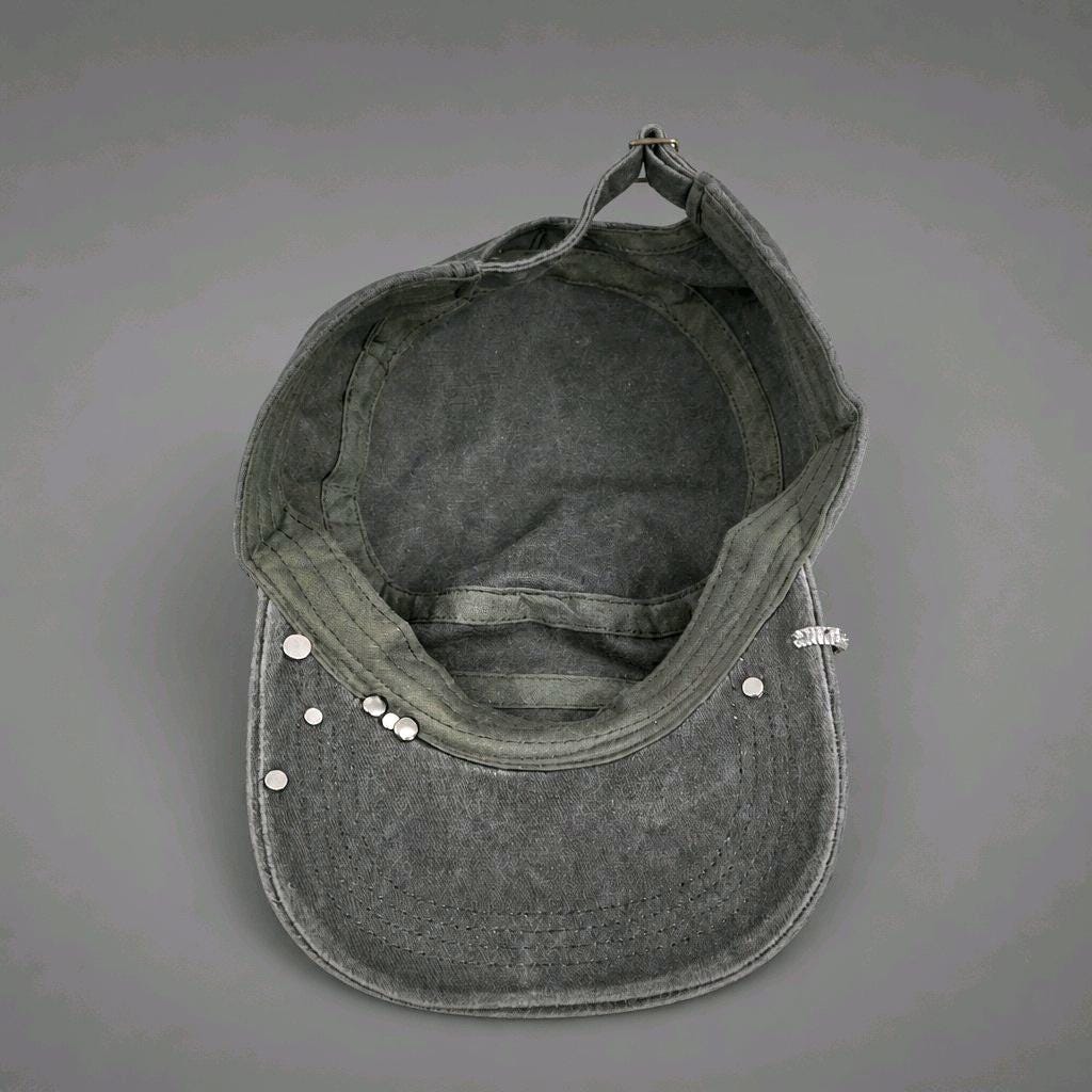 Hand Painted Skull Military Cap with Stainless Steel Embellishments