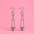 Handmade S925 Sterling Silver Elephant Charm Drop Earrings | Long Stainless Steel Chain Dangle Earrings | Cute Animal Statement Jewellery