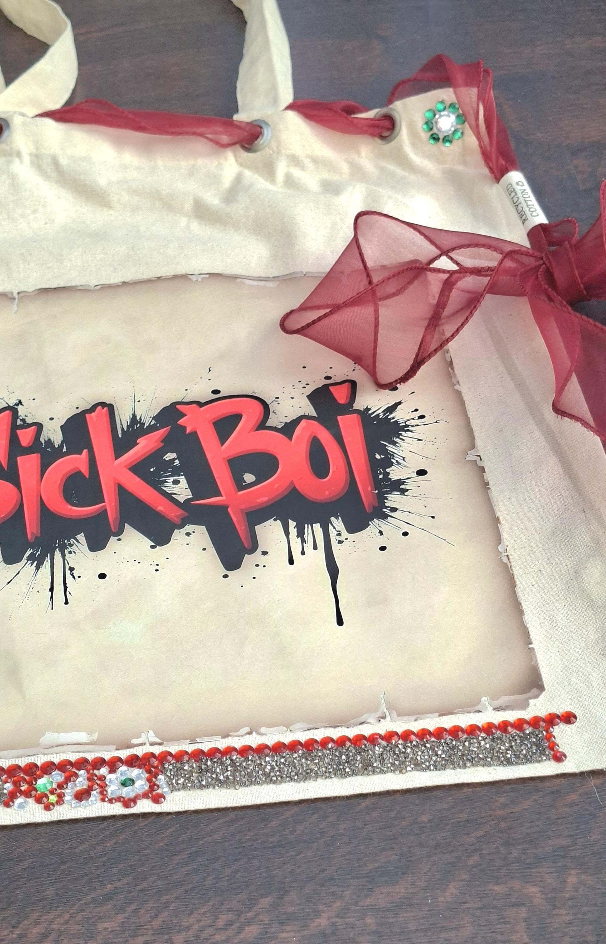 Sick Boi Inspired Custom Canvas Tote Bag | Handcrafted Cream & Red Shoulder Bag