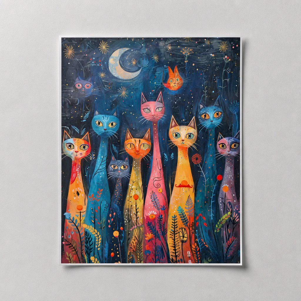 Modern Canvas Prints 16x12, Whimsical Cat Art, Surreal Floral Portrait, Motivational Lion Quote, Cute Kitten Water Lily, Unframed Wall Decor