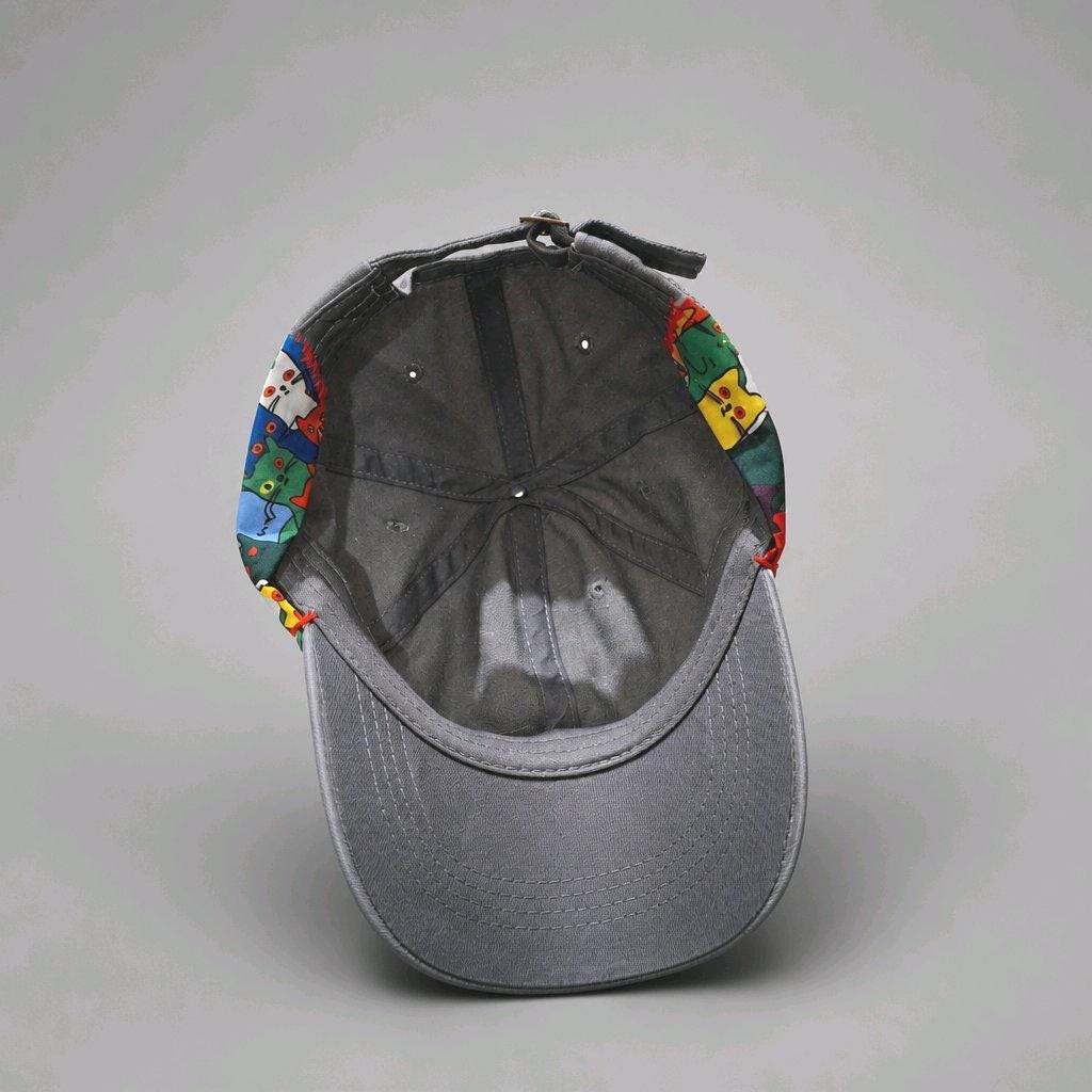 Brand New Style Cat Print Scarf Grey Denim Baseball Cap Colourful