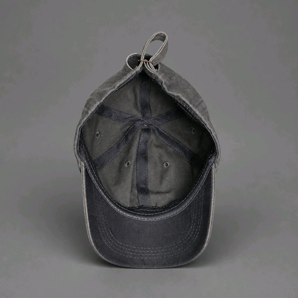Viking Rune Compass Baseball Cap Washed Grey Denim