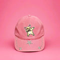 Pink French Bulldog Baseball Cap, Rhinestone Dabbing Frenchie Dad Hat, Sparkly Dog Lover Gift