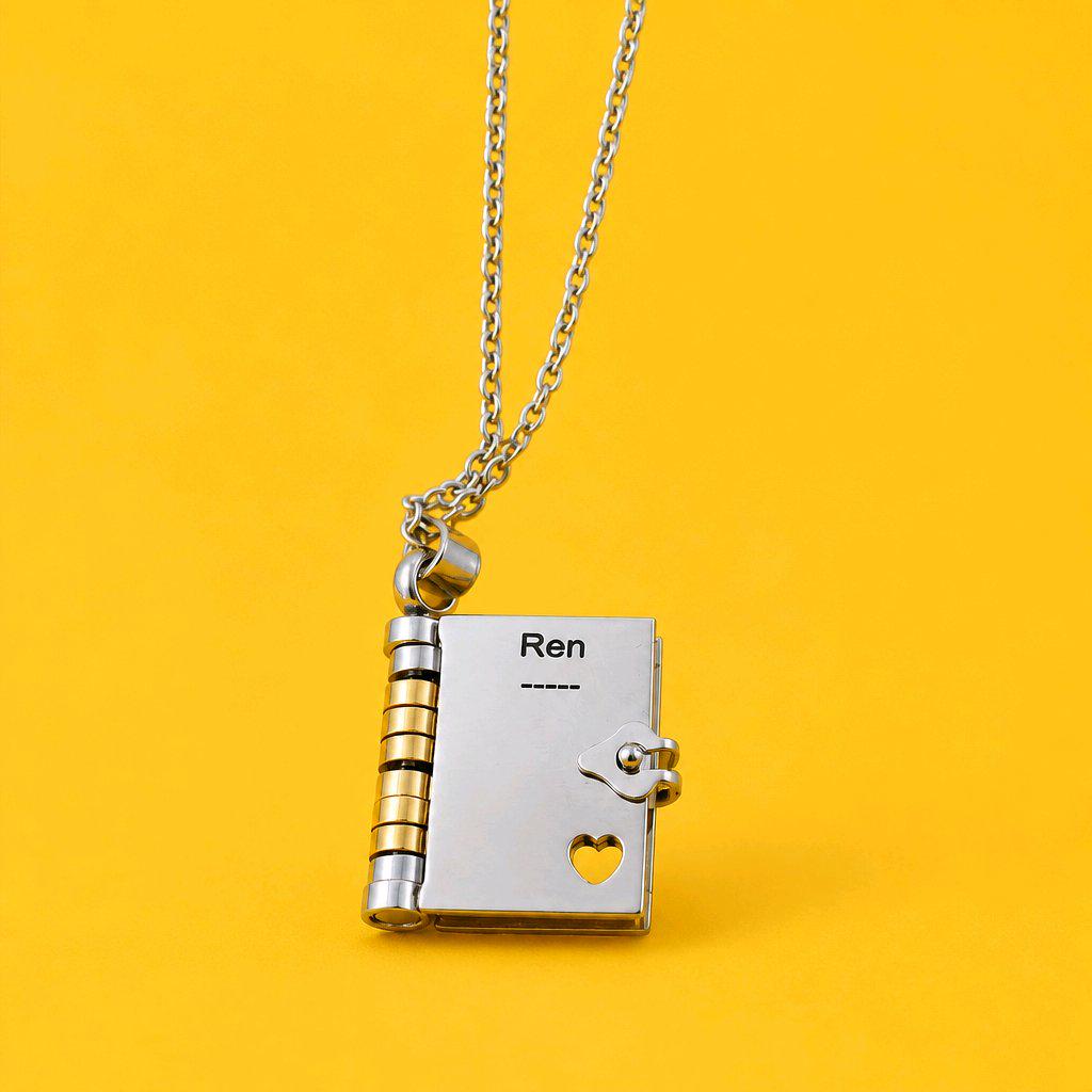 Ren and The Skinner Brothers Inspired Book Locket Necklace • Stainless Steel Miniature Song Book Pendant