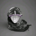 Sparkly Purple & Metallic Silver Glam Baseball Cap With Attached Fringe Scarf