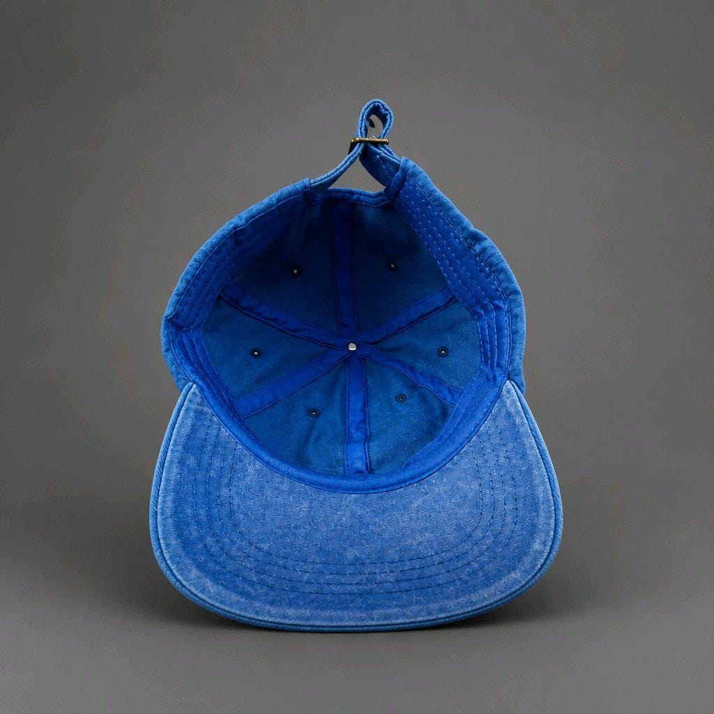 Blue/Red/White Floral Denim Washed Out Baseball Cap