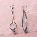 Asymmetrical Alien Character Drop Earrings | Gothic Alt Stainless Steel Silver Dangles