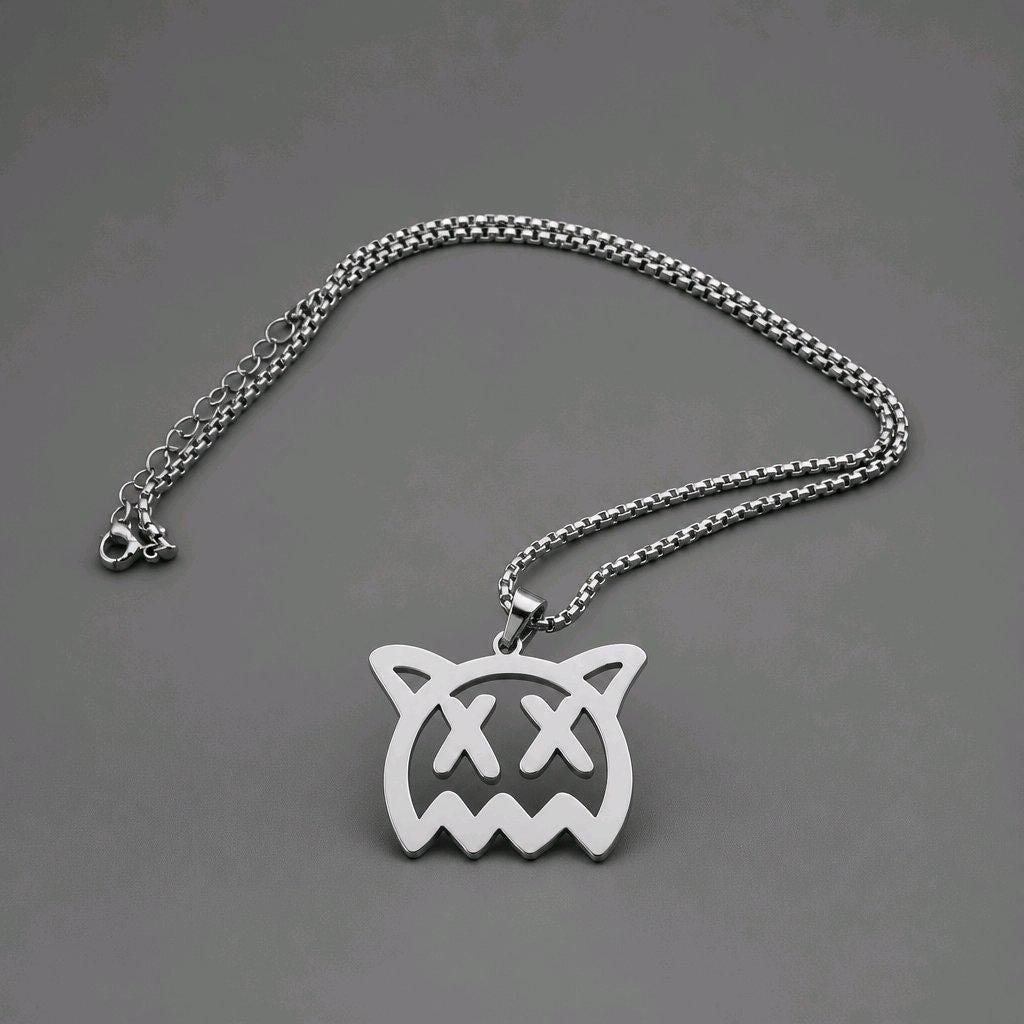 Sick Boi Ghost Pendant Necklace | Stainless Steel | Grunge, Goth & Y2K Jewellery