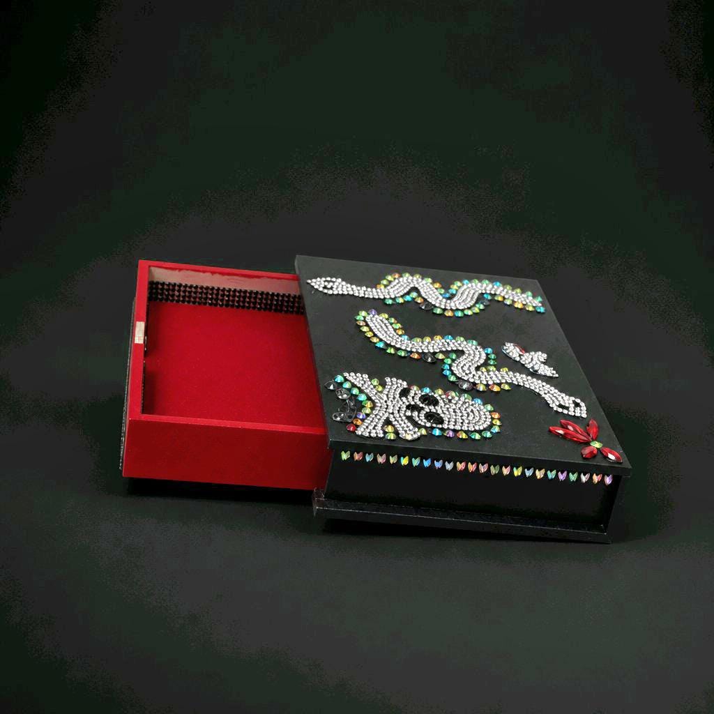 Gothic Book Jewelry Box Set, 2 Piece Wooden Stash Box Drawers