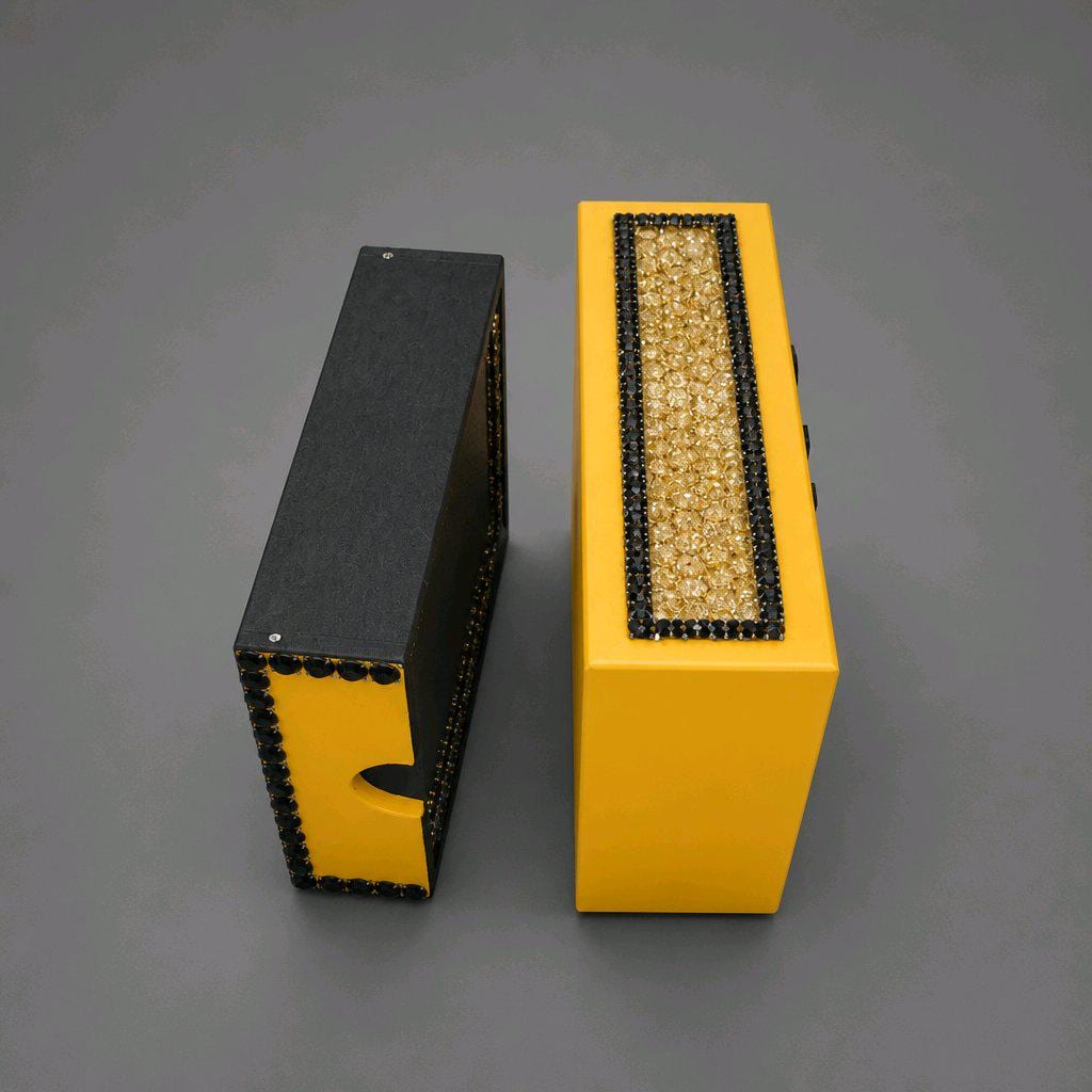 Handmade Wooden Matchbox Holder – Yellow & Black Bumblebee Rhinestone Decorative Sleeve Cover