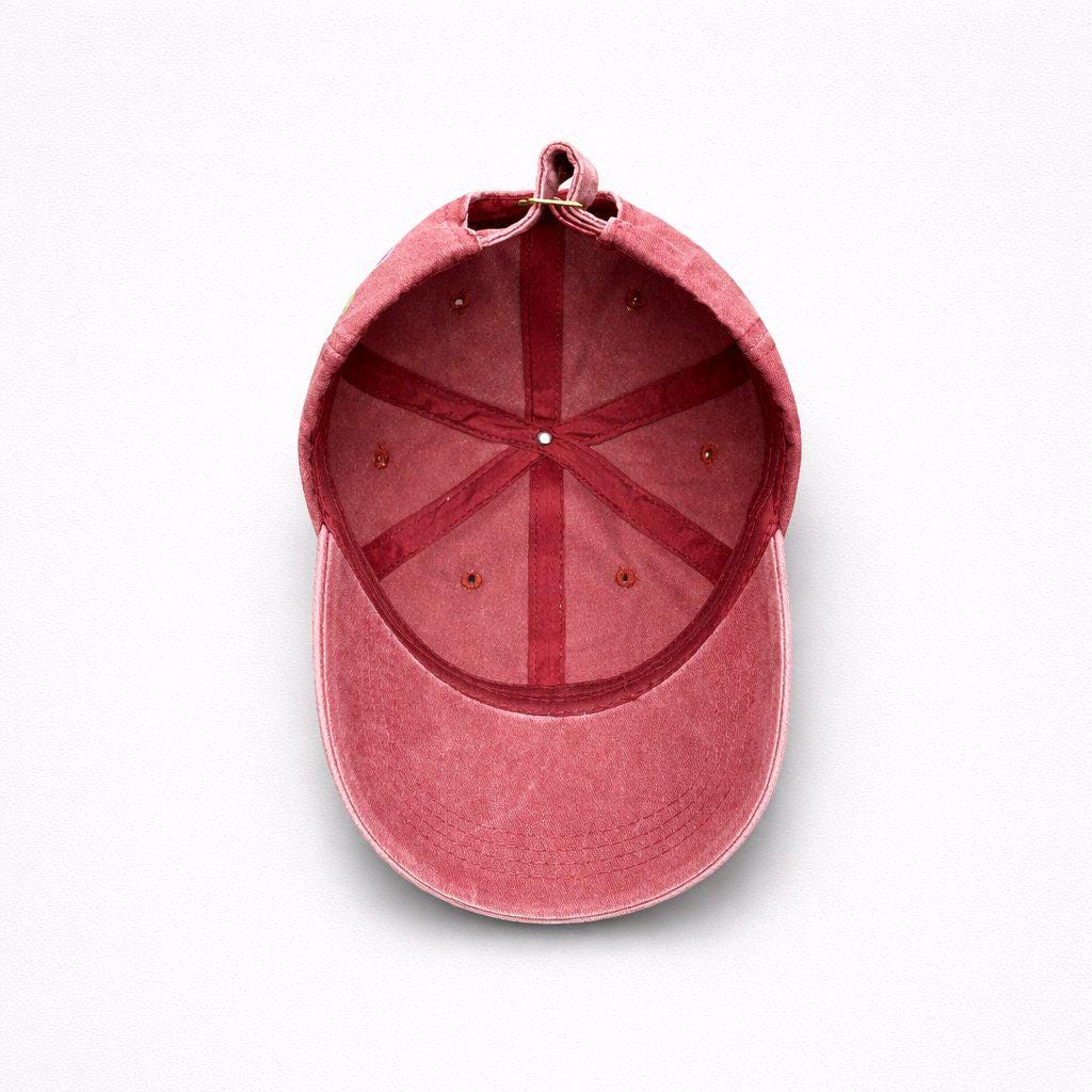 Butterfly & Cherry Blossom Embroidery Patch Cotton Denim Cap | Rhinestone Trim | Rose Berry