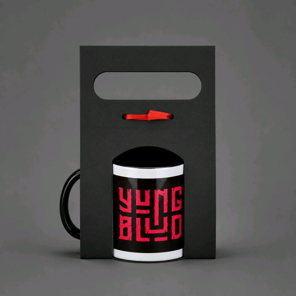 YUNGBLUD Ceramic Coffee Mug Black Handle & Accent with Gift Box Packaging Punk Pop Music Merch